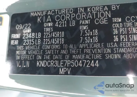 2023 Kia Niro Ex Touring z USA, uszkodzony, nr VIN KNDCR3LE7P5047244